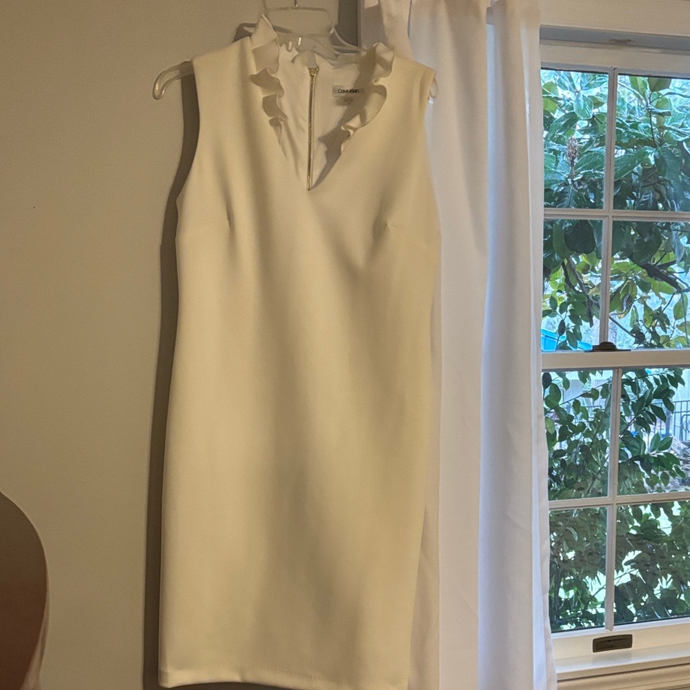 Calvin Klein Ivory Ruffle Collar Mini Dress